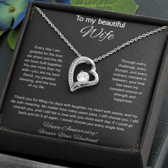 To My Beautiful Wife On Our Anniversary -  Forever Love Necklace