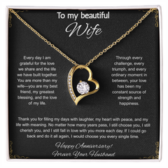 To My Beautiful Wife On Our Anniversary -  Forever Love Necklace