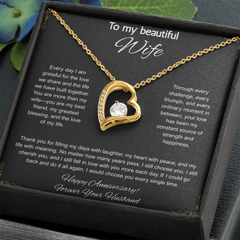 To My Beautiful Wife On Our Anniversary -  Forever Love Necklace