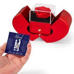 To My Mom - Love Knot Necklace with Red Heart Rose Box