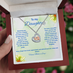 To My Daughter at Mother's Day - Baby Feet Heart Necklace