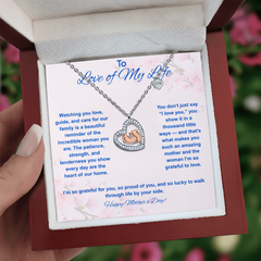 To Love of My Life at Mother's Day - Baby Feet Heart Necklace