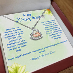 To My Daughter at Mother's Day - Baby Feet Heart Necklace
