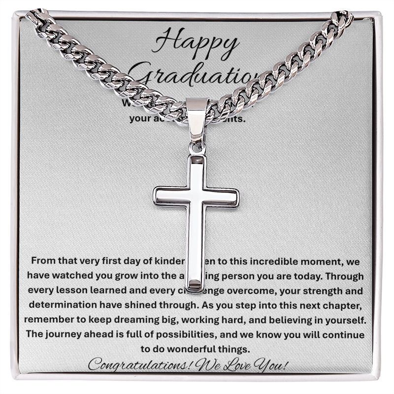 Happy Graduation - Artisan Cross with Cuban Link Chain