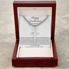 Happy Graduation - Artisan Cross with Cuban Link Chain