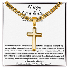 Happy Graduation - Artisan Cross with Cuban Link Chain