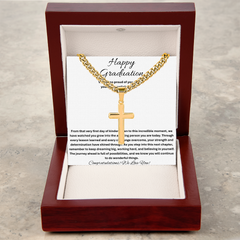 Happy Graduation - Artisan Cross with Cuban Link Chain
