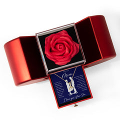 To My Mom - Alluring Beauty Necklace with Red Heart Rose Box