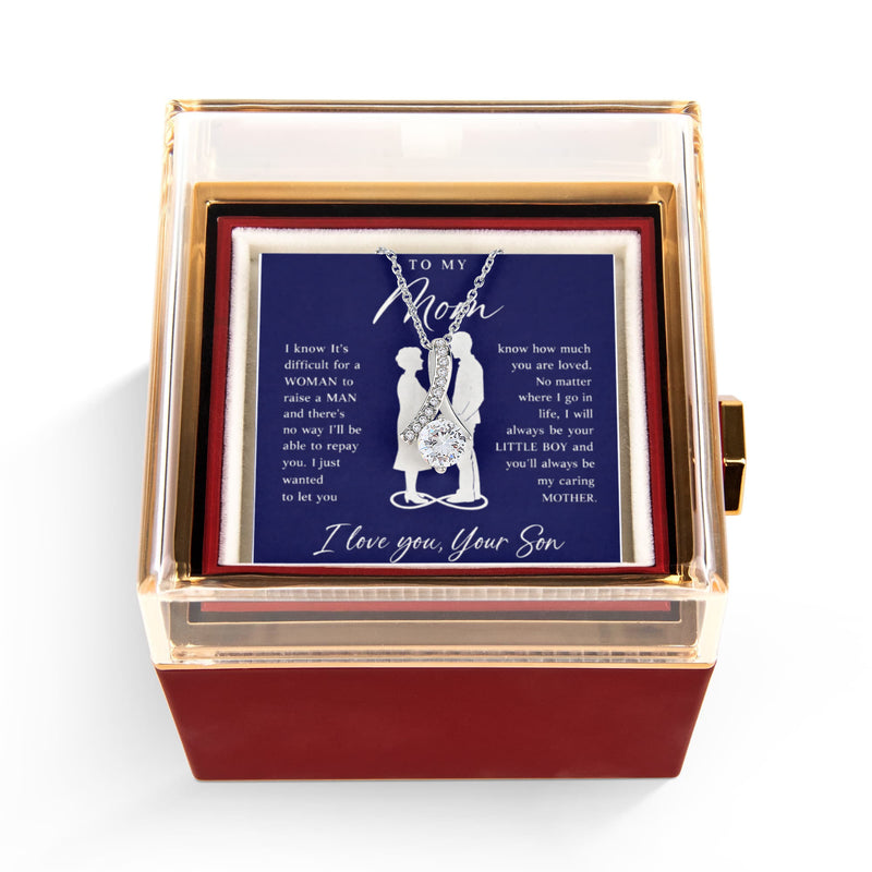 To My Mom - Alluring Beauty Necklace with Rotating Rose Gift Box
