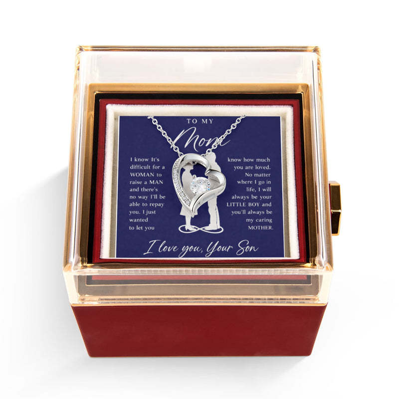 To My Mom - Forever Love Necklace with Rotating Rose Gift Box