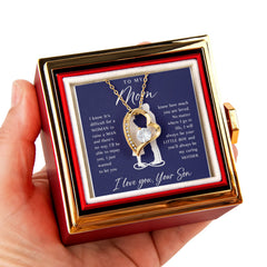 To My Mom - Forever Love Necklace with Rotating Rose Gift Box
