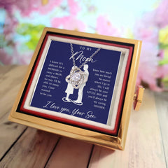 To My Mom - Love Knot Necklace with Rotating Rose Gift Box