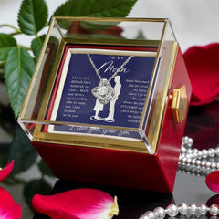 To My Mom - Love Knot Necklace with Rotating Rose Gift Box
