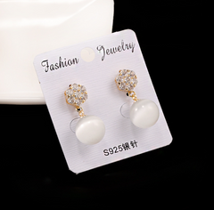 Round Pearl Long Earrings