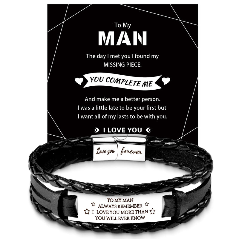 To My Man Leather Bracelet | Love You Forever Gift for Him