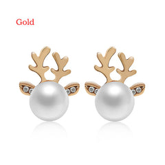 Christmas Pearl Antler Earrings and Studs