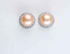 Freshwater Pearl Zircon Earrings with Flawless Shine