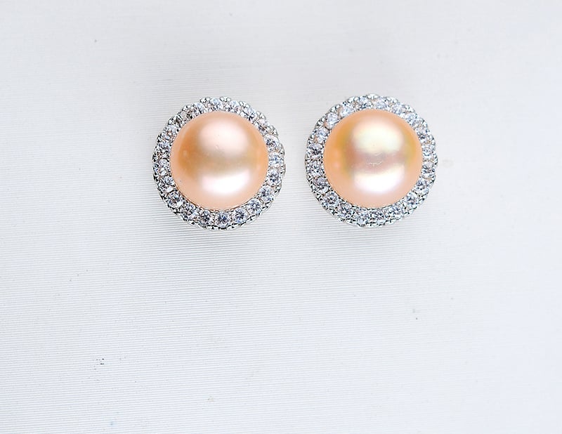 Freshwater Pearl Zircon Earrings with Flawless Shine