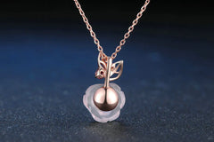Rose Gold Plated Pendant Necklace with Natural Rose Quartz