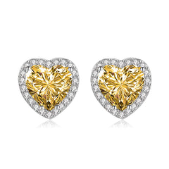 S925 Silver Heart Earrings with Moissanite and Diamonds
