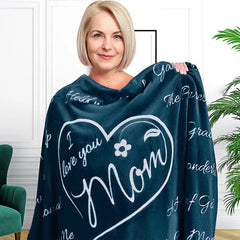 Cozy Flannel "I Love You Mom" Blanket (1pc)