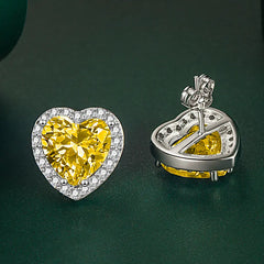 S925 Silver Heart Earrings with Moissanite and Diamonds