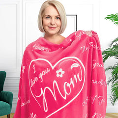 Cozy Flannel "I Love You Mom" Blanket (1pc)