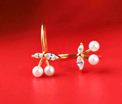 Cute Cherry Earrings with S925 Silver and Mini Pearls