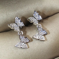 Korean Bow Earrings with Rose Gold and CZ Crystals