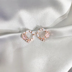 Rose Flower Studs and Zirconia Floral Earrings