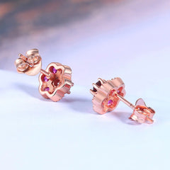 S925 Silver Korean Style Sweet Plum Blossom Earrings