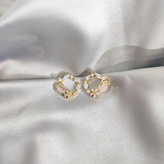 Rose Flower Studs and Zirconia Floral Earrings